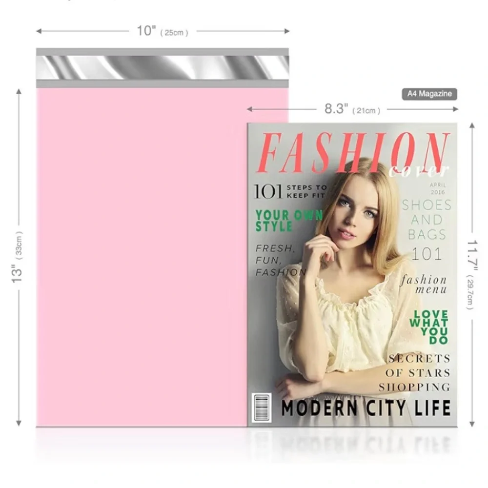 25 Count 10” x 13” Light Pink Poly Mailer Bags